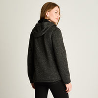 Polerón Jersey Melange Bondeado Coral Fleece Negro