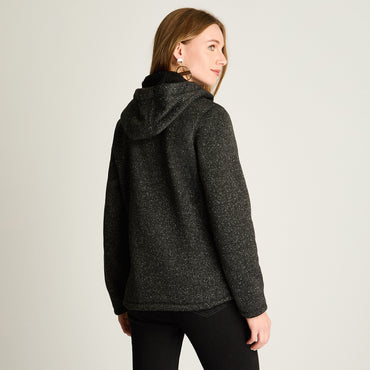 Polerón Jersey Melange Bondeado Coral Fleece Negro