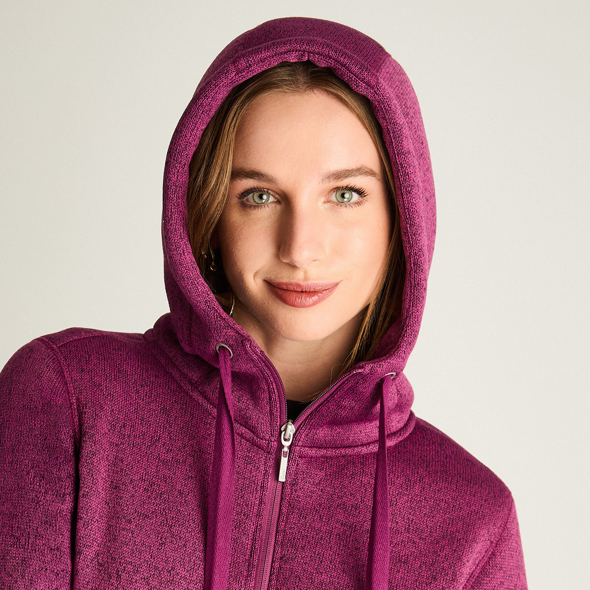Polerón Jersey Melange Bondeado Coral Fleece Magenta