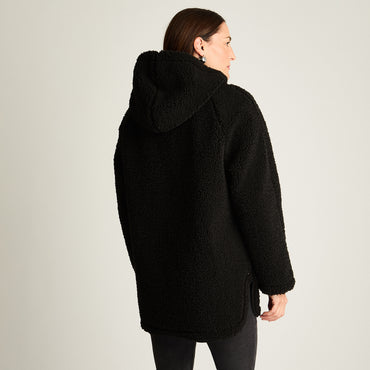 Polerón Sherpa Bondeado En Suede, Dos Bolsillos Quilted Negro