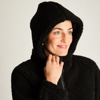 Polerón Sherpa Bondeado En Suede, Dos Bolsillos Quilted Negro