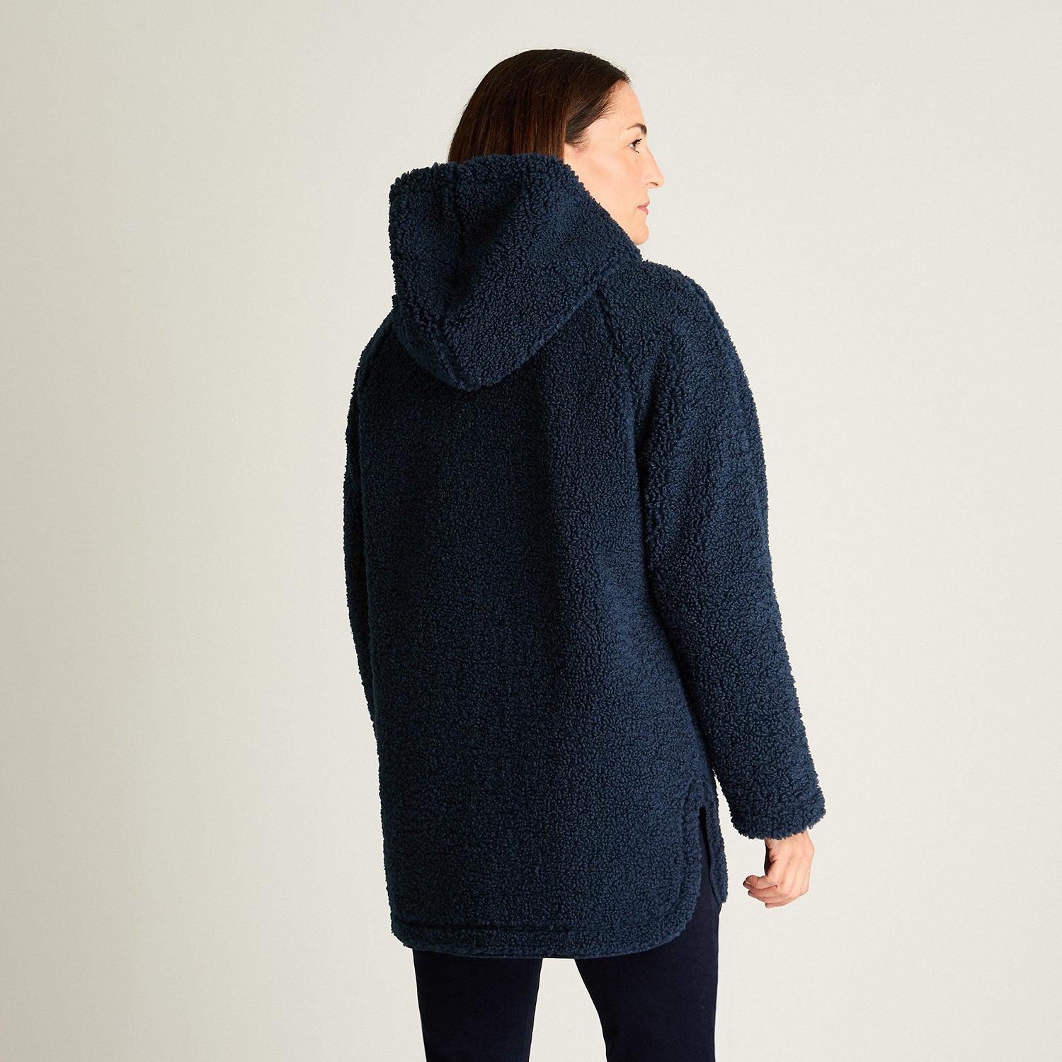 Polerón Sherpa Bondeado En Suede, Dos Bolsillos Quilted Azul