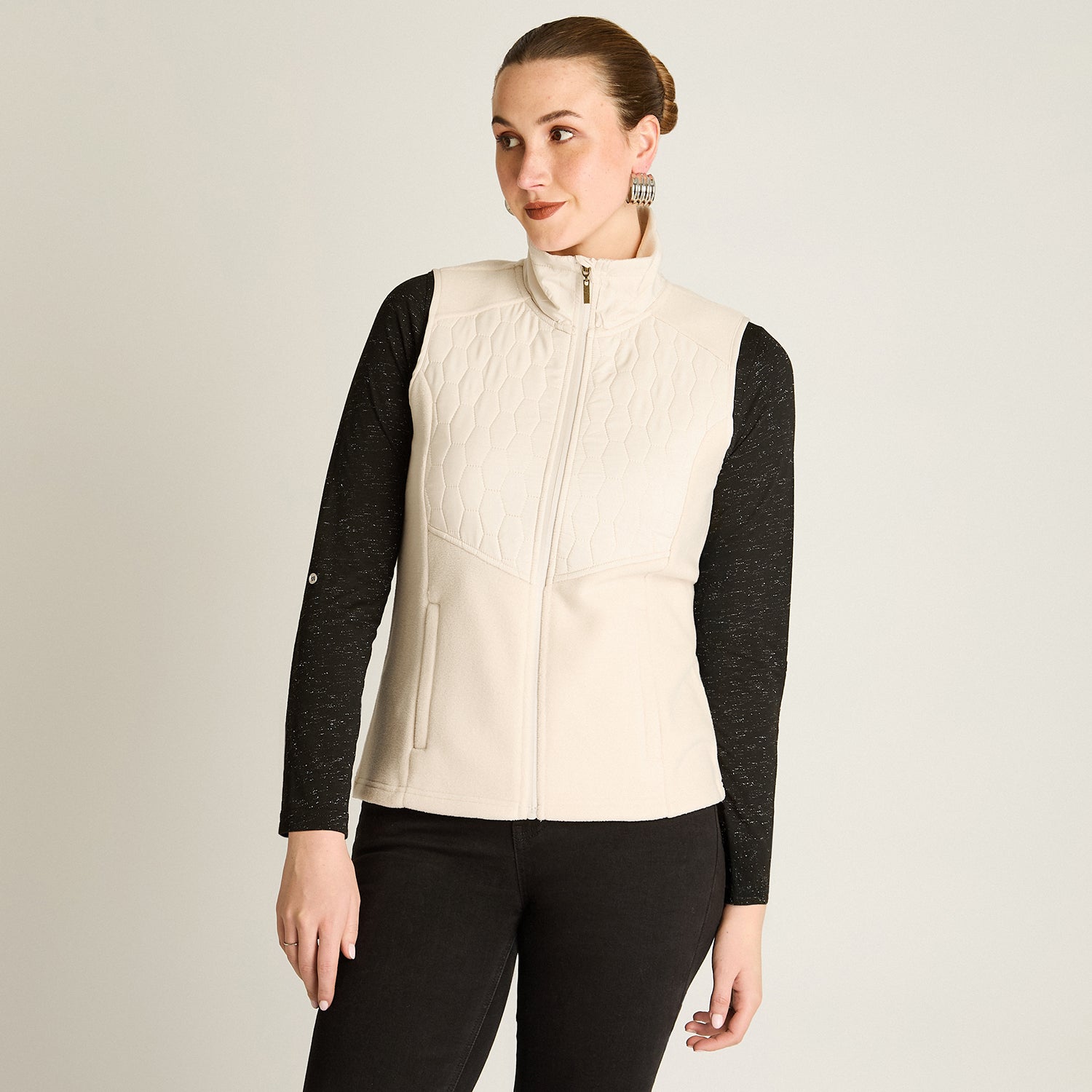 Poleron Polar Arena Sin Mangas Elasticidad Baja Sin Forro Calce Normal Tela Punto