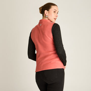 Poleron Polar Rosado Sin Mangas Elasticidad Baja Sin Forro Calce Normal Tela Punto