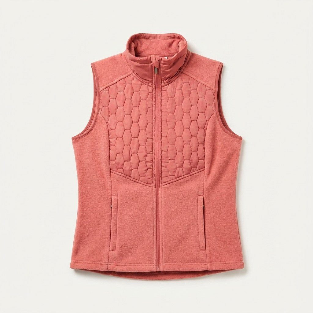 Polerón Polar Rosado Sin Mangas Diseño Quilted a Tono en plano