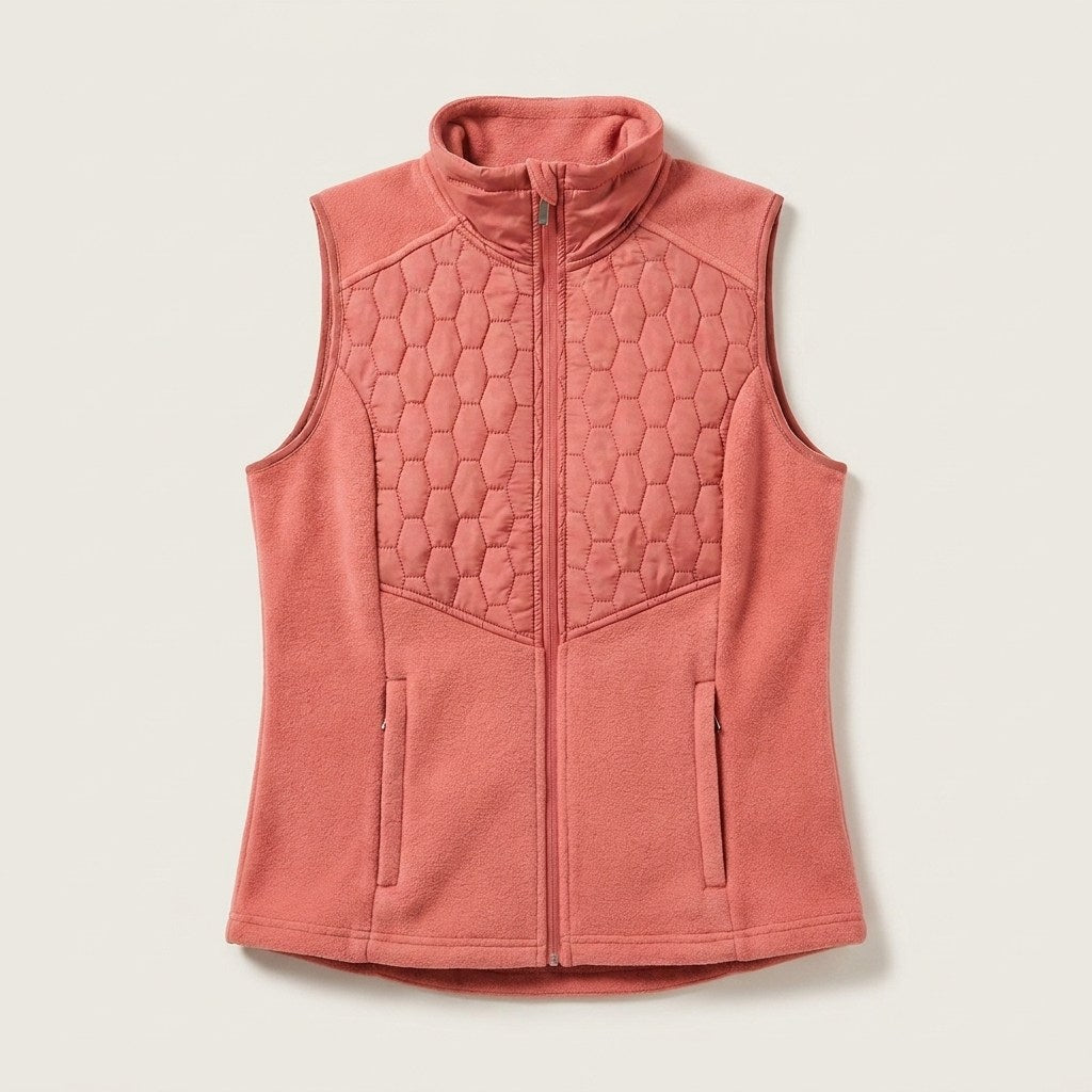 Polerón Polar Rosado Sin Mangas Diseño Quilted a Tono en plano