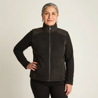 Polerón Polar Negro Full Zipper con Diseño Quilted en modelo adulta