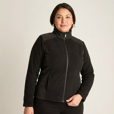 Polerón Polar Negro Full Zipper con Diseño Quilted en modelo plus size