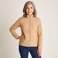 Polerón Polar Camel Full Zipper con Diseño Quilted en modelo adulta