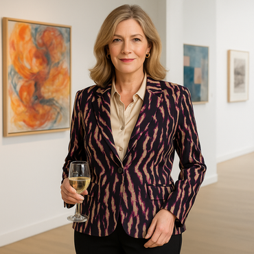 Blazer Estampado Negro con Corte Clásico