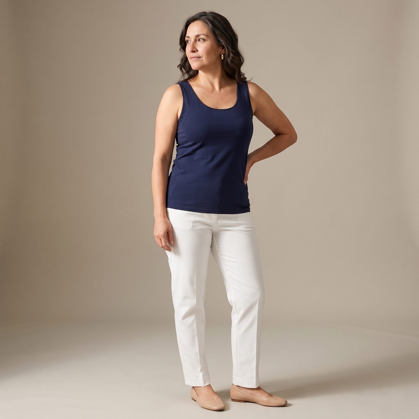 Peto Azul Sin Mangas con Calce Ajustado lifestyle