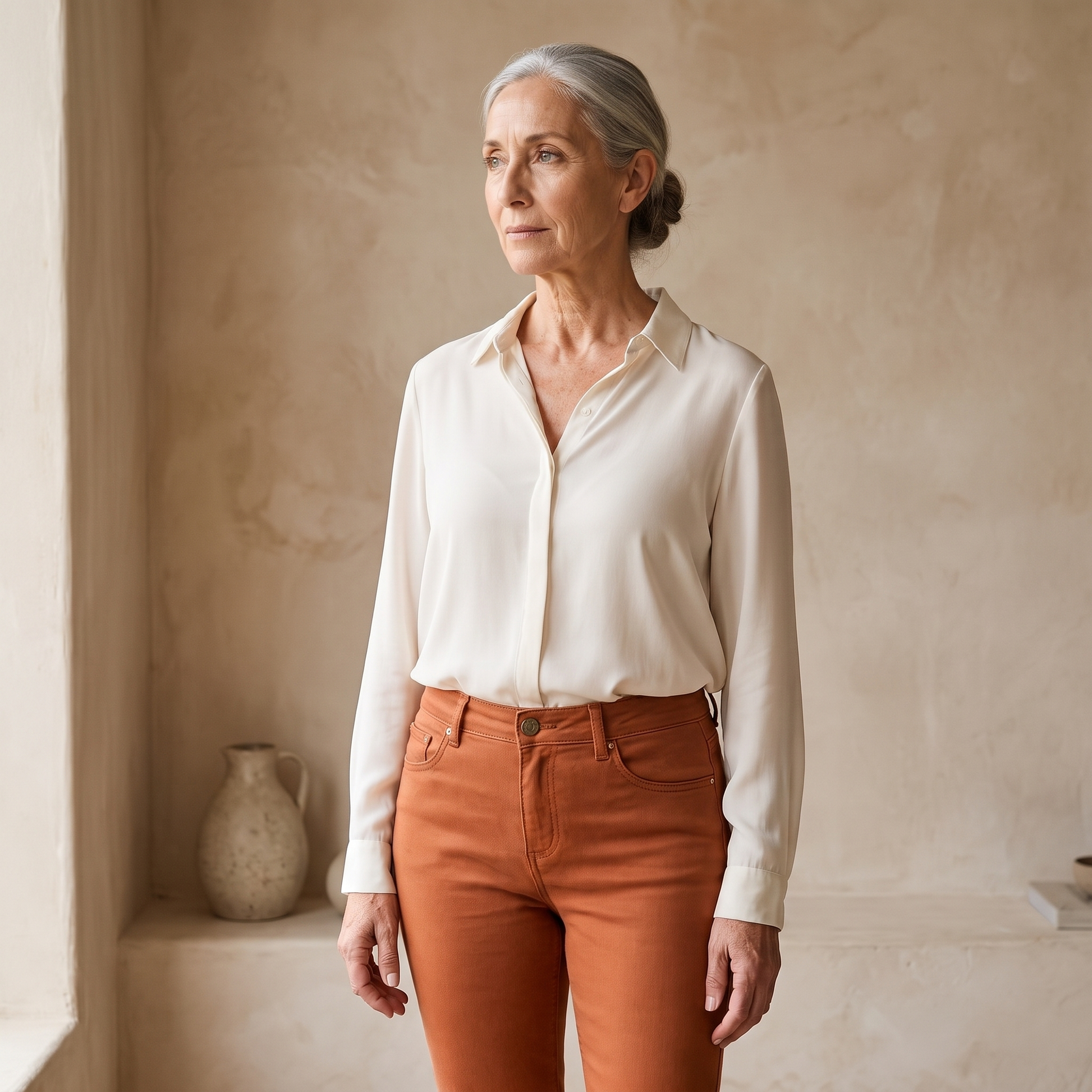 Jeans Recto Terracota de Cinco Bolsillos lifestyle