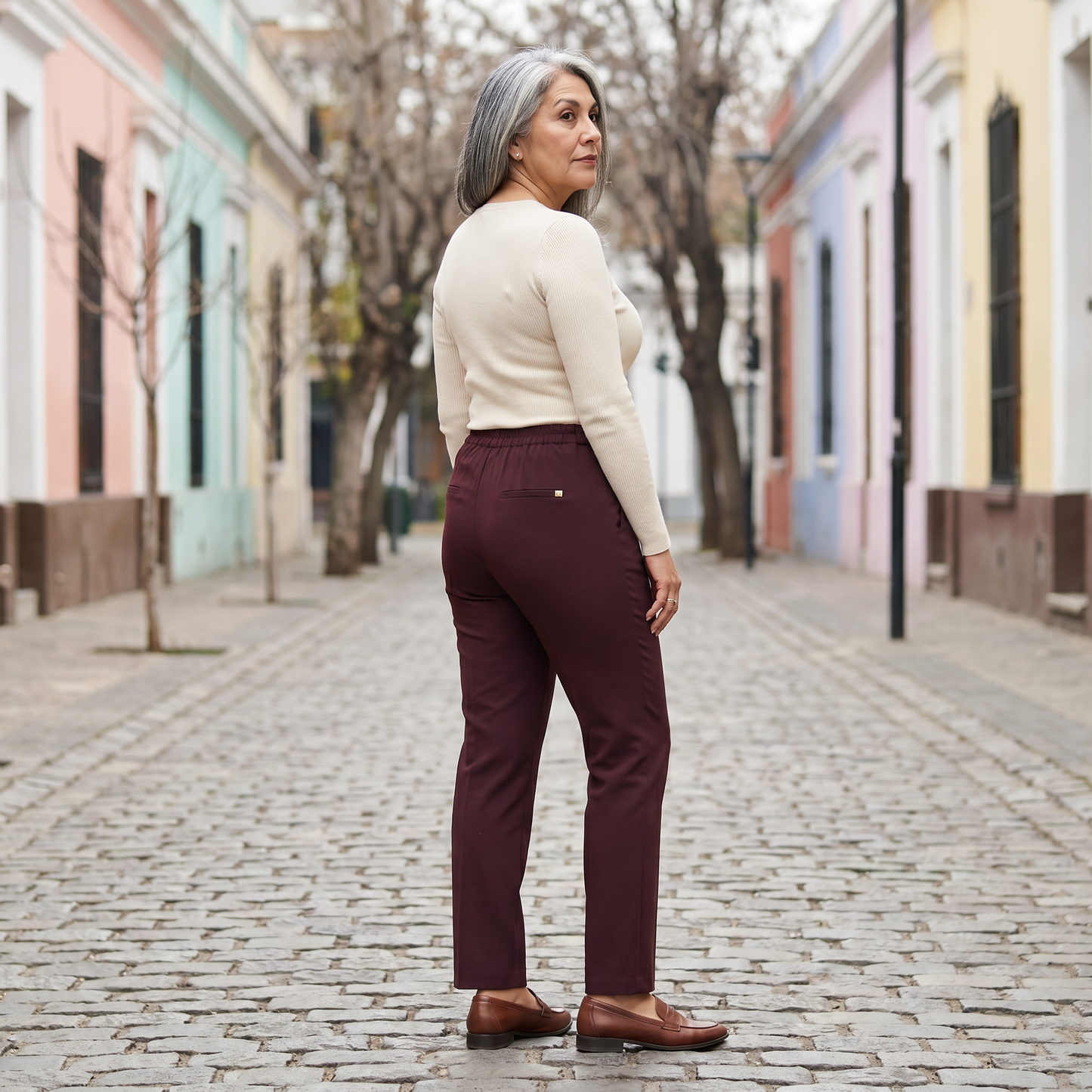 Pantalón Básico Recto con Pretina Elasticada lifestyle