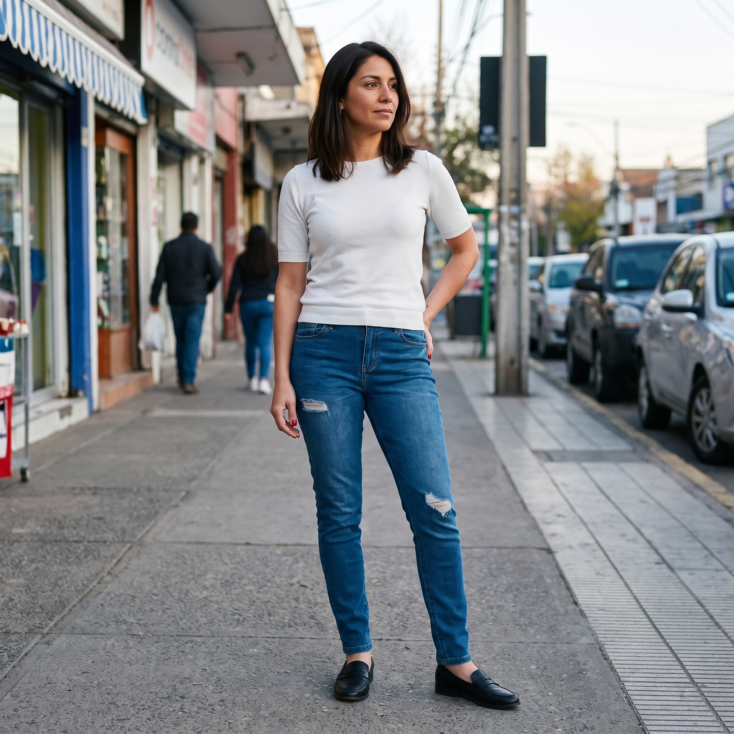 Jeans Skinny Azul 5 Bolsillos Con Roturas lifestyle