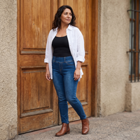 Skinny Jeans Azul Pretina Ancha lifestyle