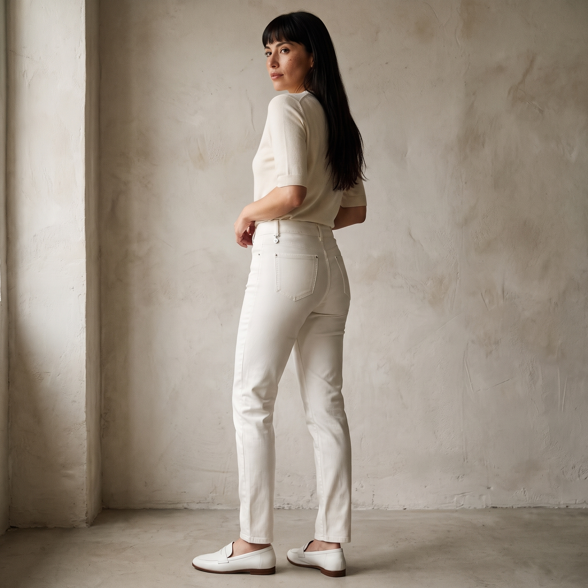 Jeans Crudo Fit Slim Tiro Medio lifestyle