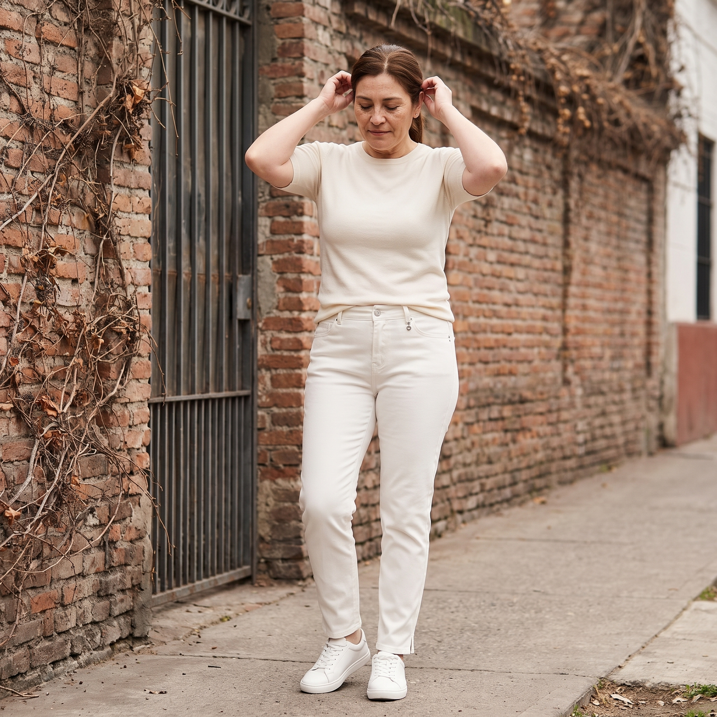 Jeans Crudo Fit Slim Tiro Medio lifestyle
