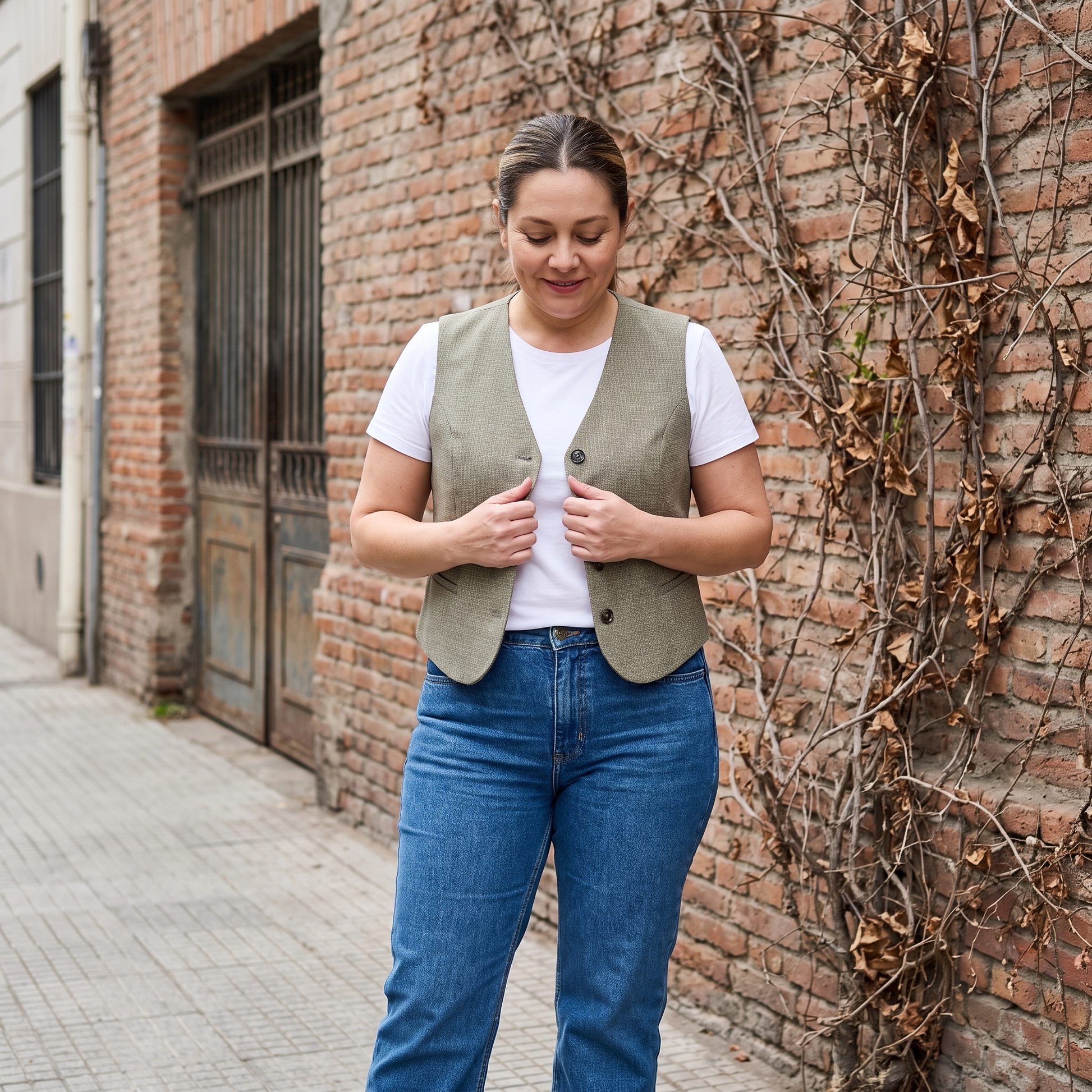 Gilette Gris Sin Mangas con Bolsillos Falsos lifestyle