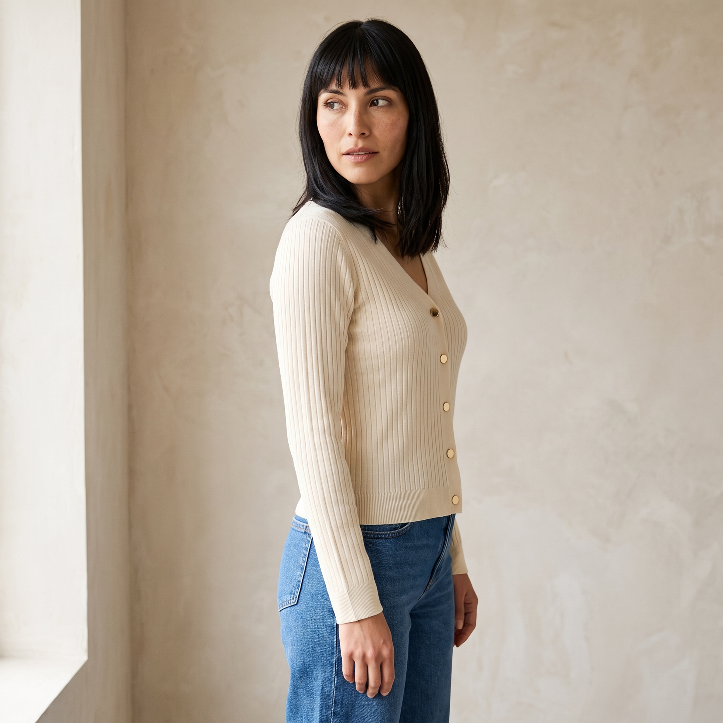 Cardigan Arena con Ribete Contraste lifestyle