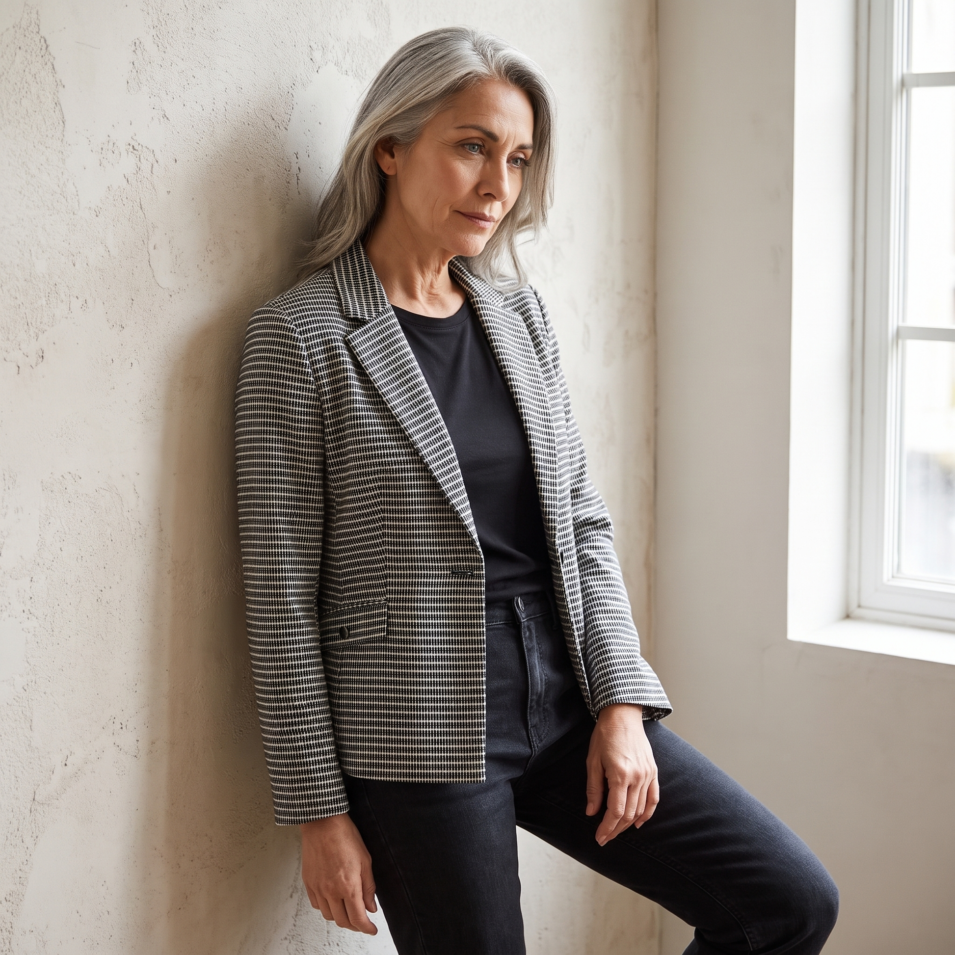 Blazer Gris Estampado lifestyle