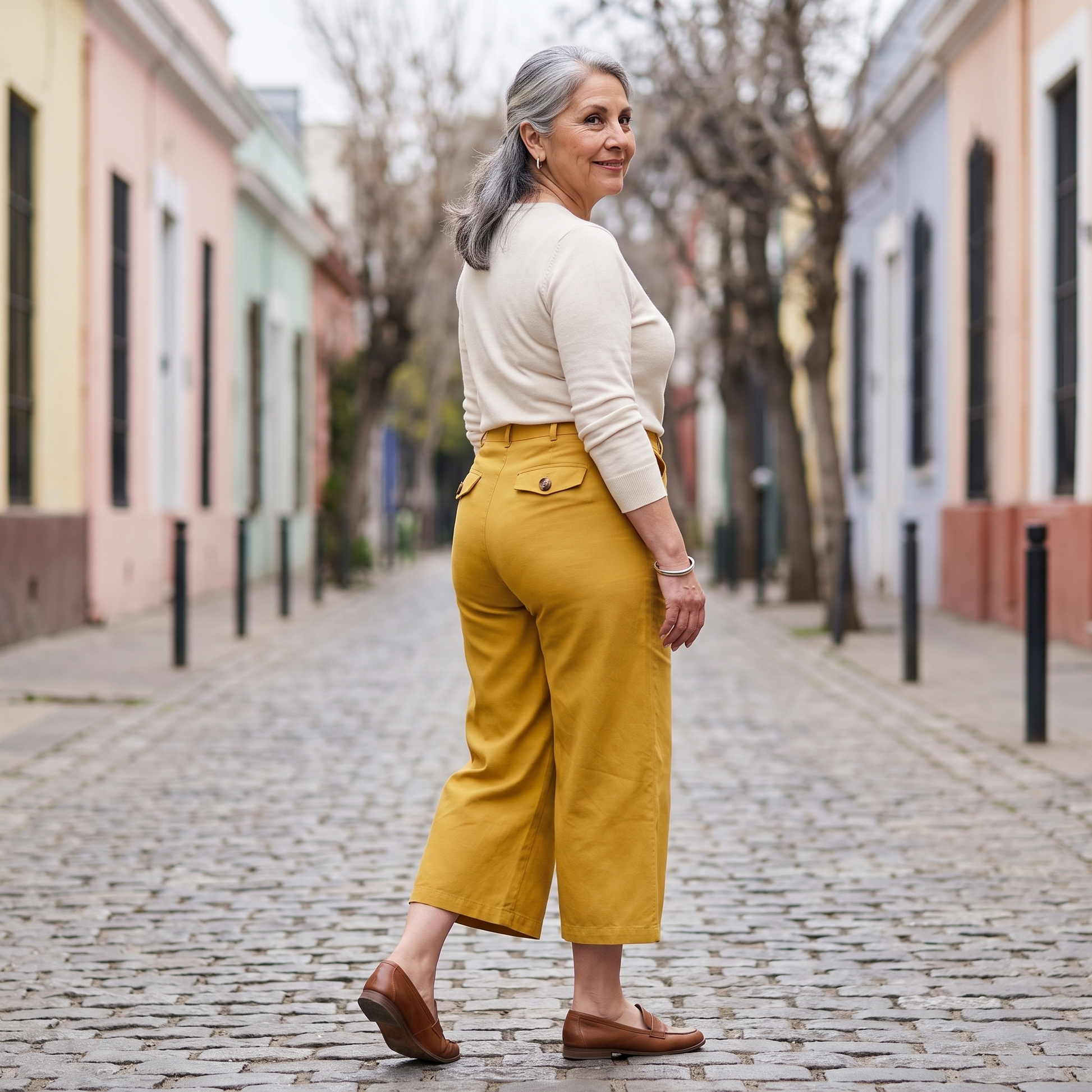 Pantalón Mostaza Culotte No Elasticado Calce Normal lifestyle