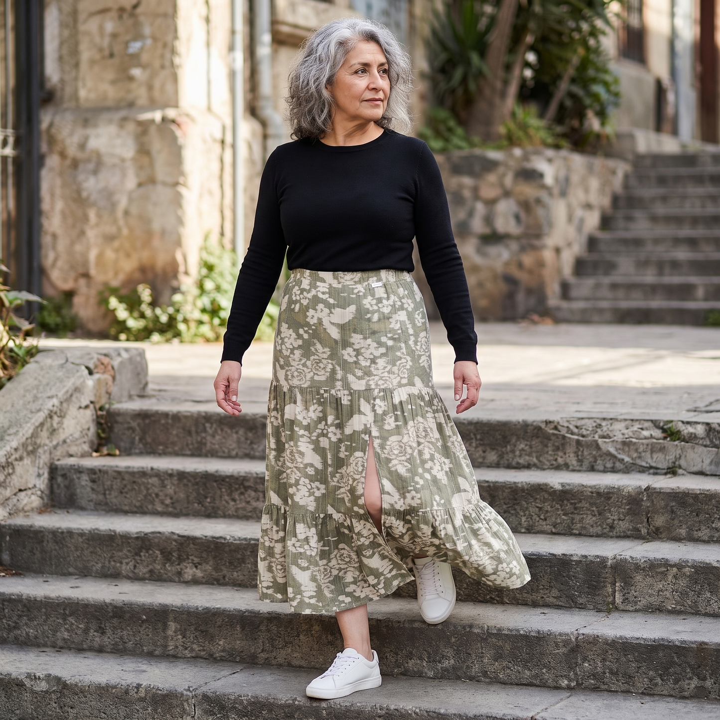 Falda Verde Maxi con Lúrex Calce Normal lifestyle