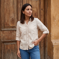 Blusa Lino Arena Manga Larga Cuello Camisero lifestyle