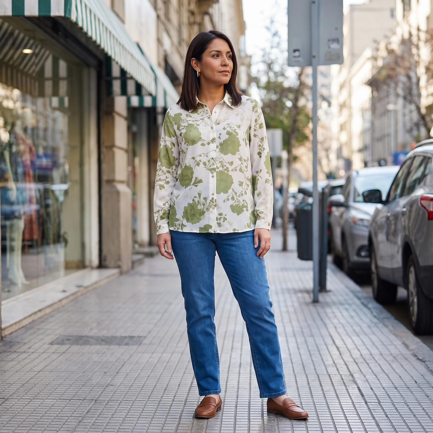 Blusa Manga Larga con Botones Verde lifestyle