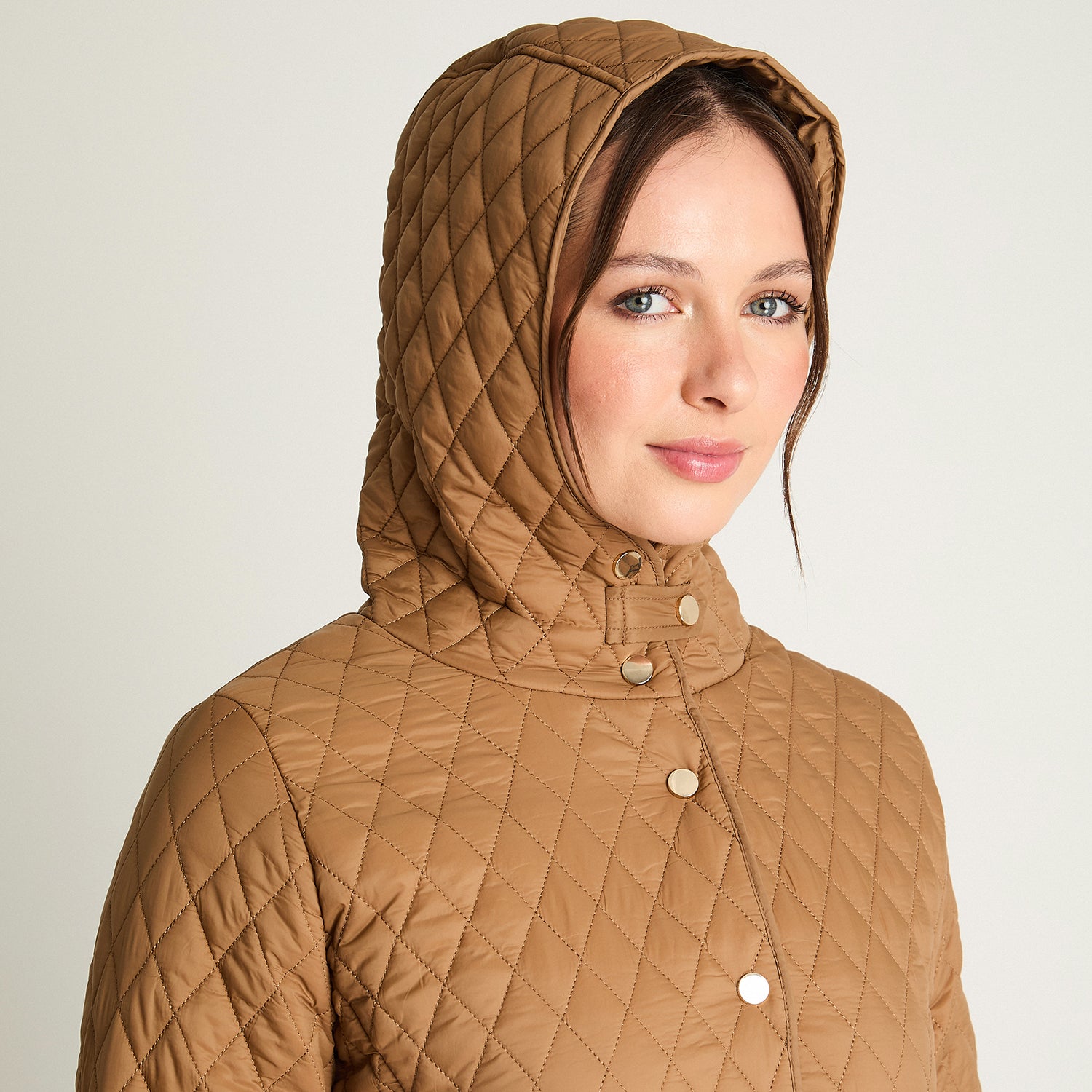 Parka Larga Camel Con Gorro