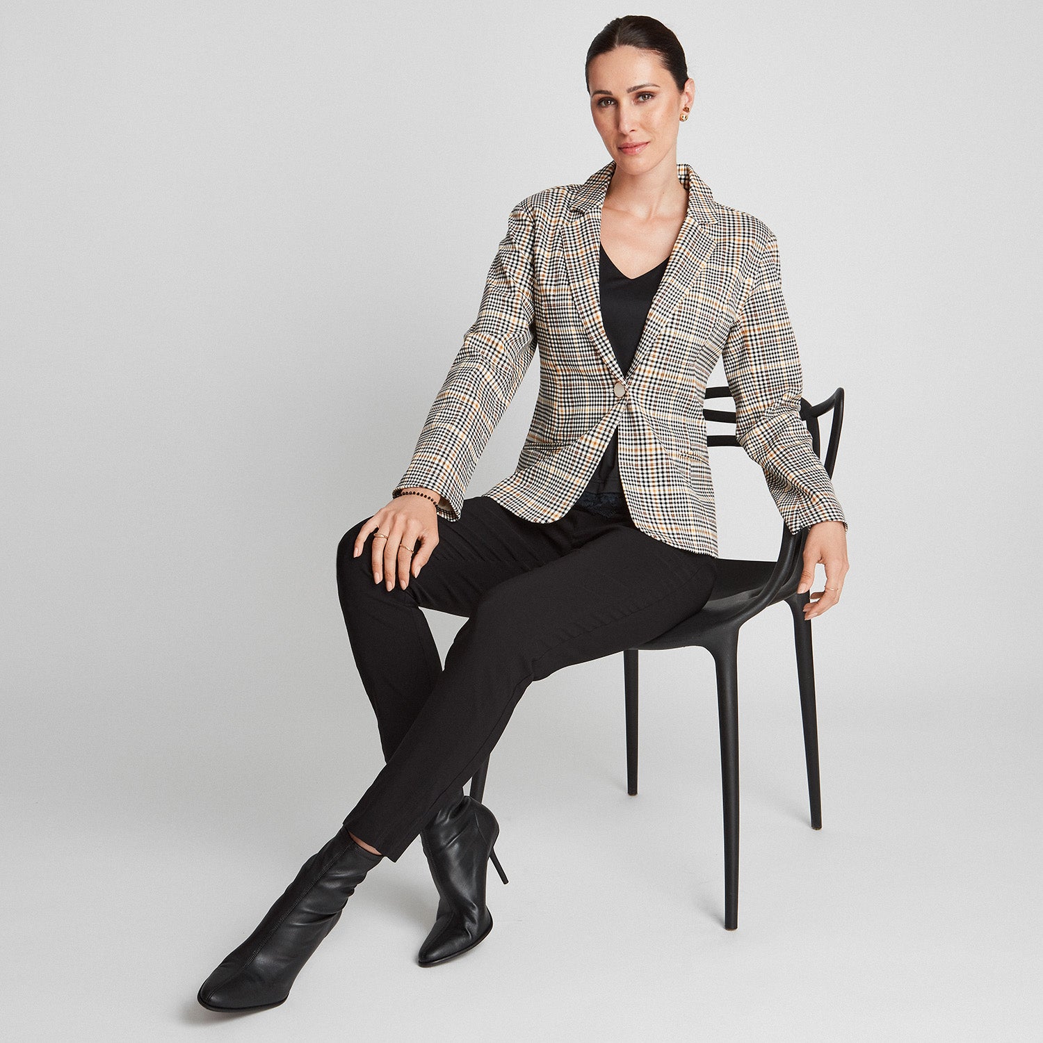 Blazer Punto Fantasia Con Un Boton
