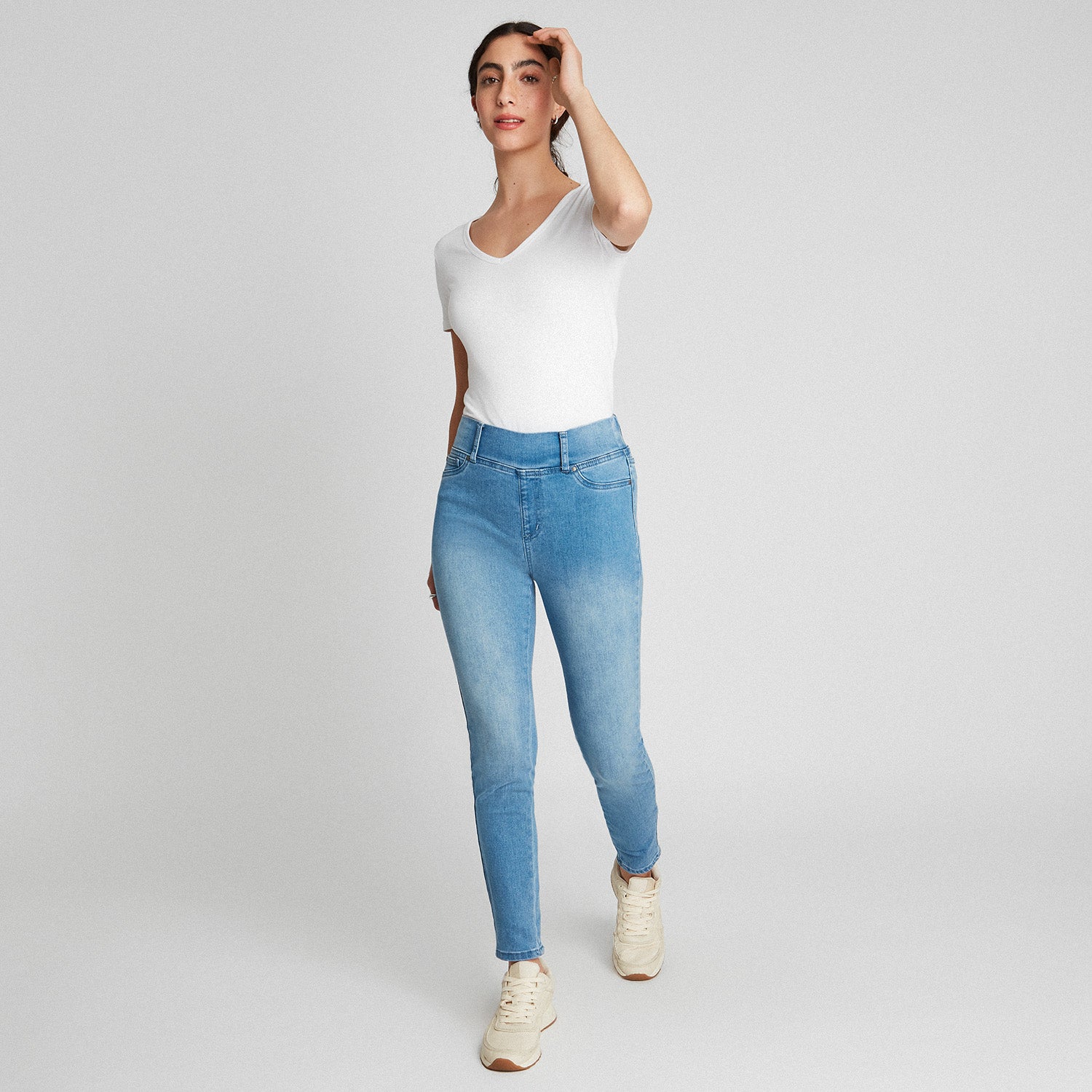 Jeans Calza Con Pretina Alta