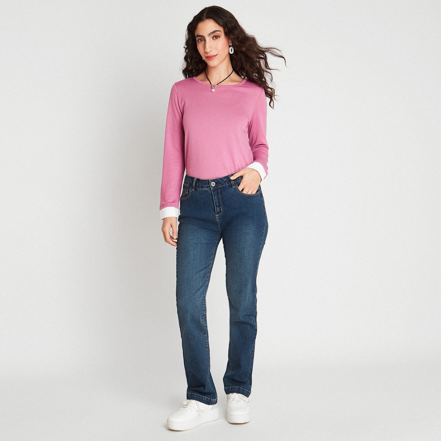 Jeans Azul Medio Push Up Recto 5 Bolsillos