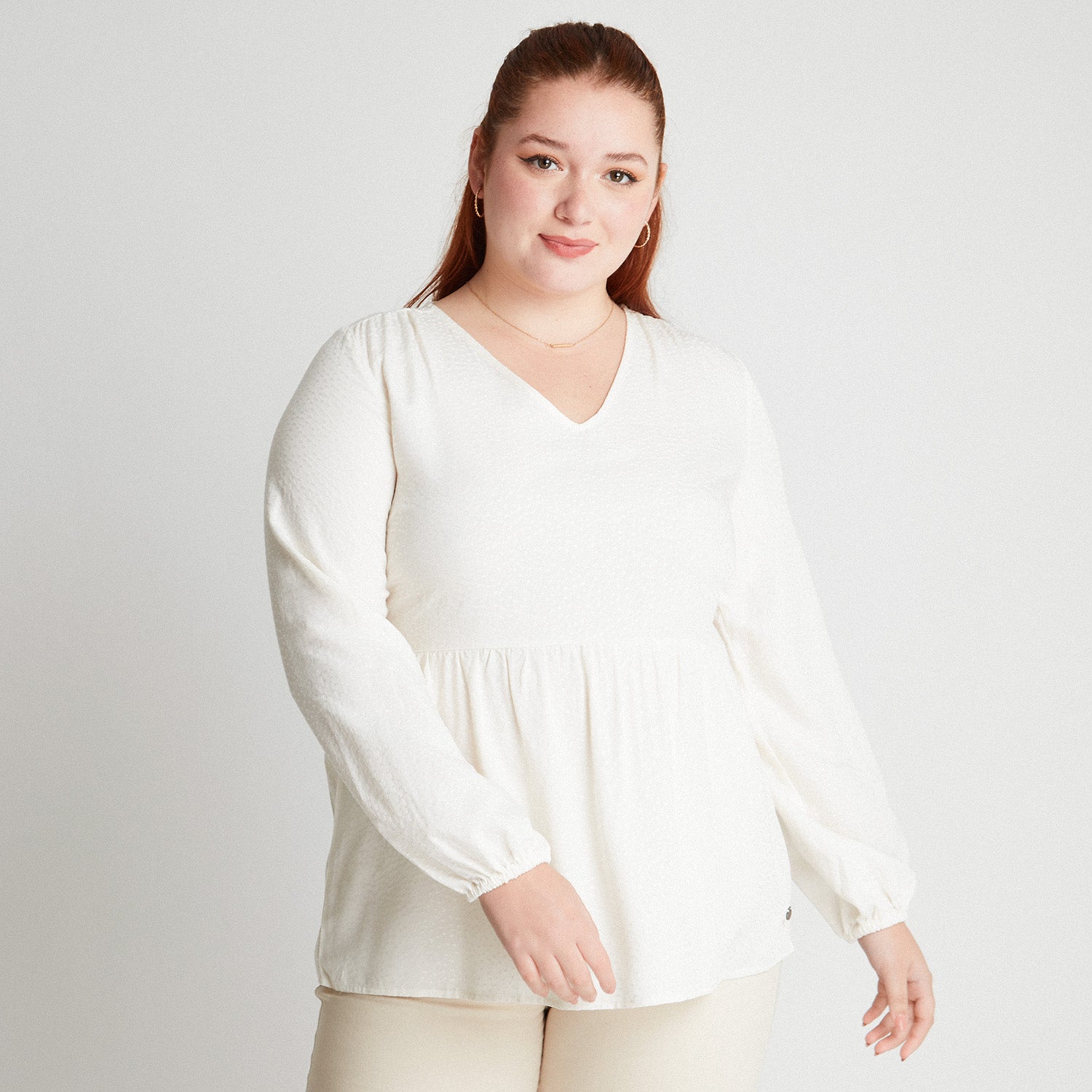 Blusa Cuello V Tela Fantasia