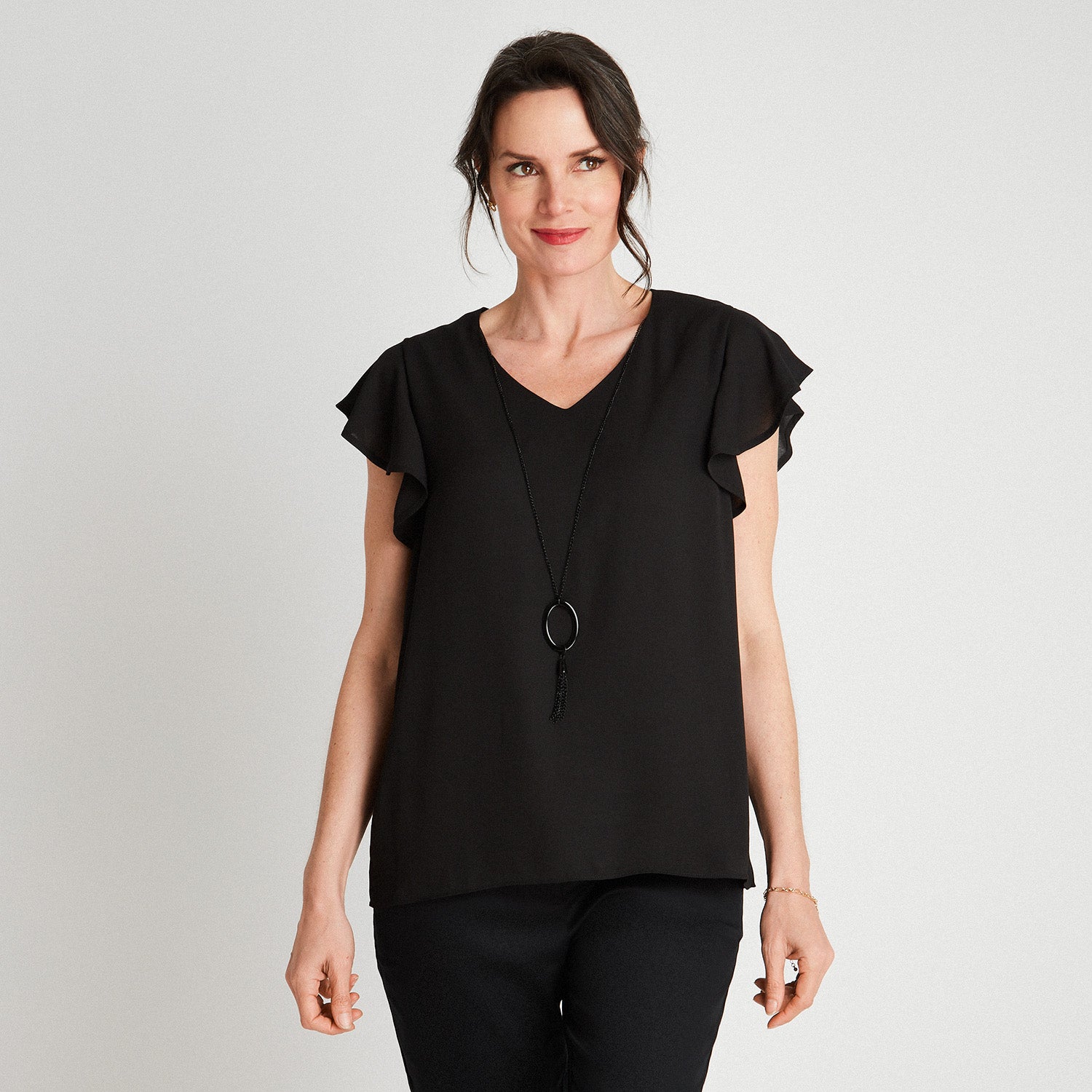 Blusa Manga Vuelos Con Collar