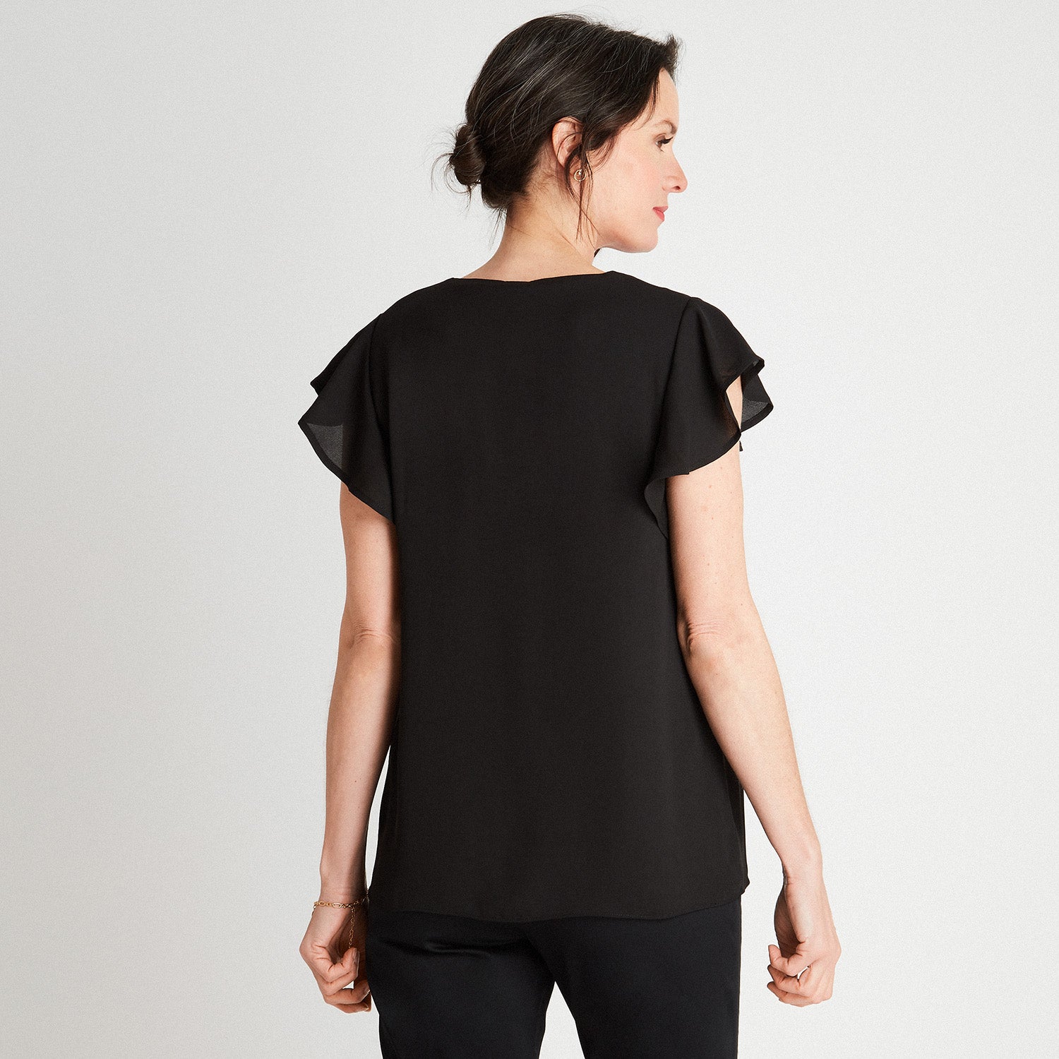 Blusa Manga Vuelos Con Collar