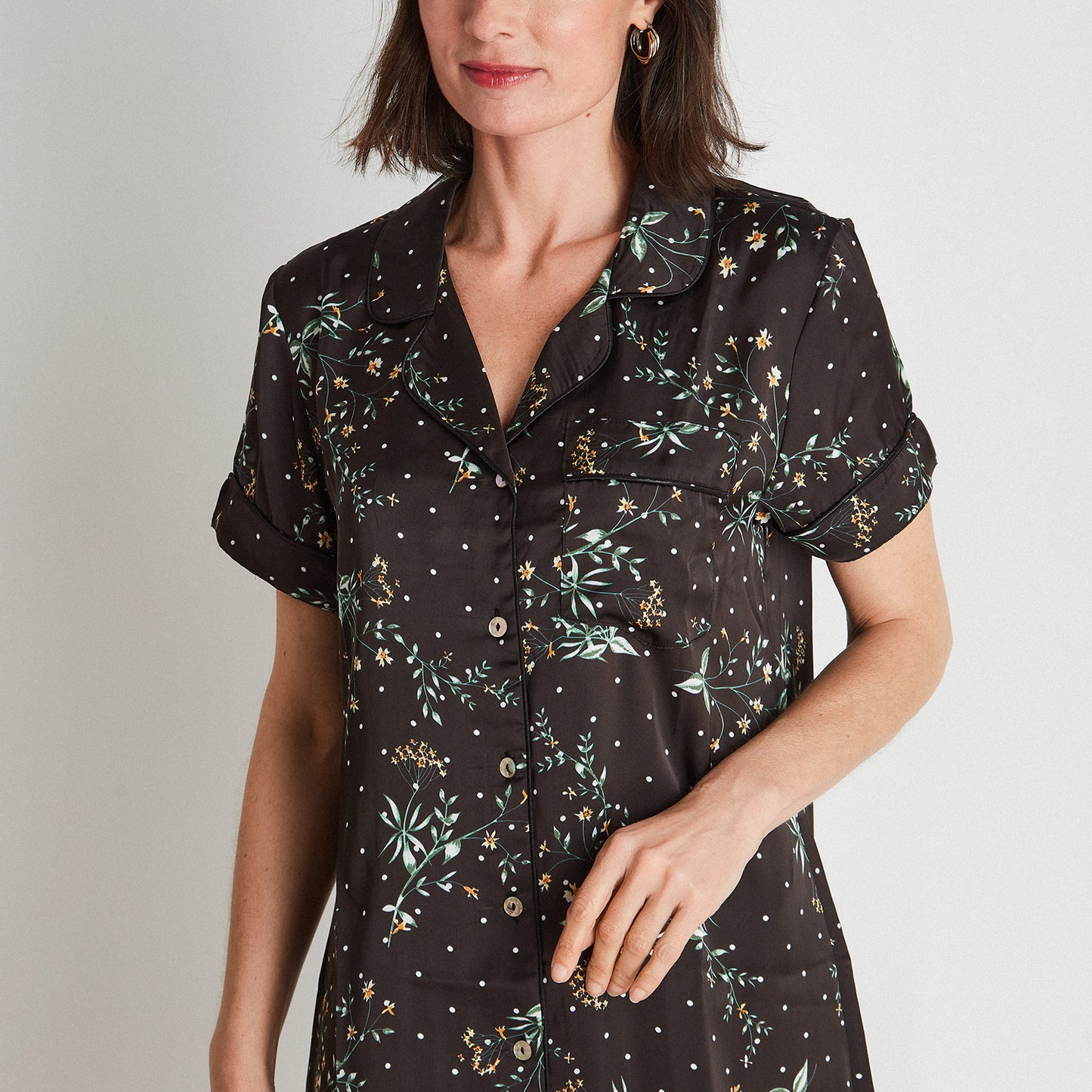 Camisón Negro Pijama Manga Corta - Lorenzo di Pontti