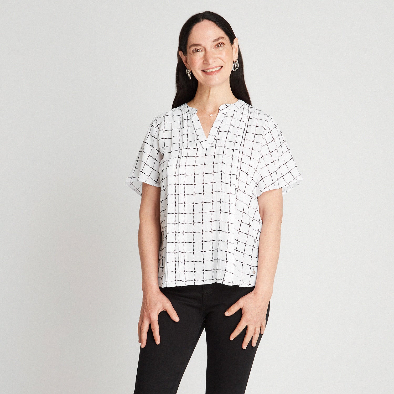 Blusa Negro Cuello V Manga - Lorenzo di Pontti