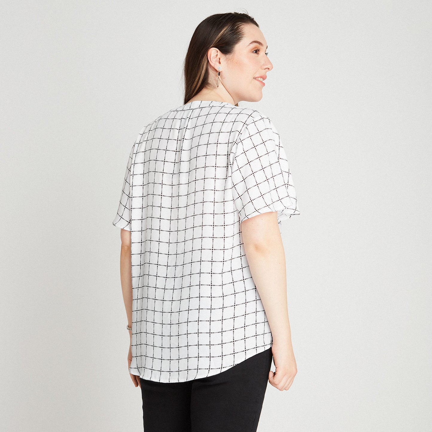 Blusa Negro Cuello V Manga - Lorenzo di Pontti
