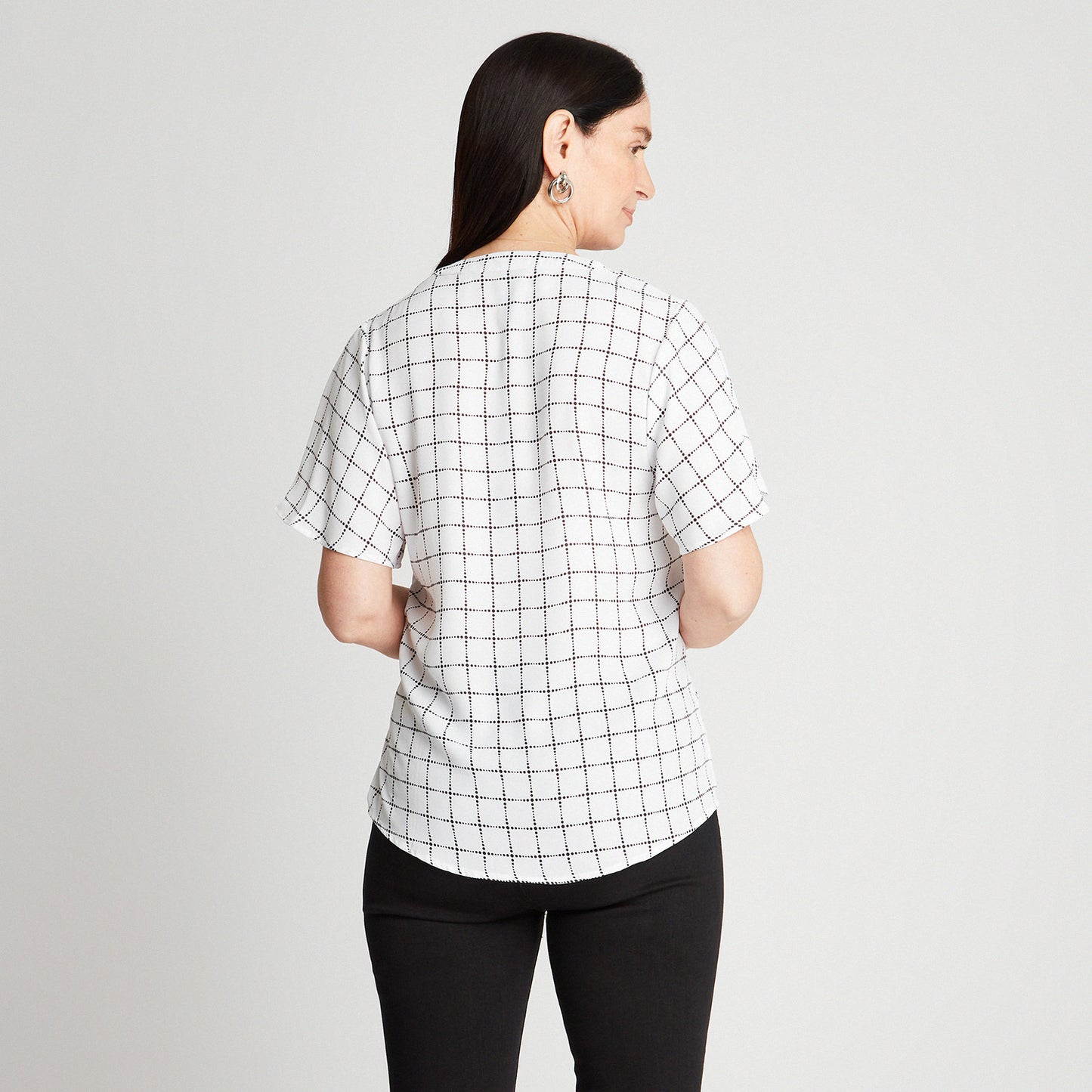 Blusa Negro Cuello V Manga - Lorenzo di Pontti