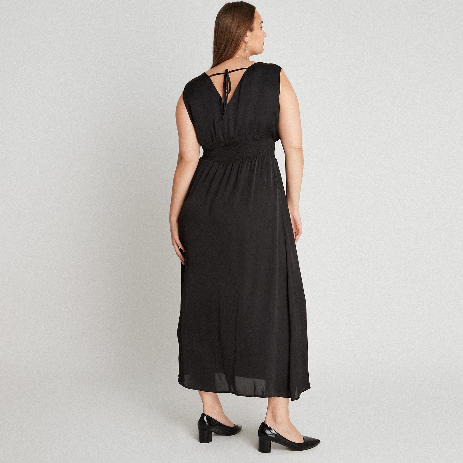 Vestido De Santin Cuello en V Negro