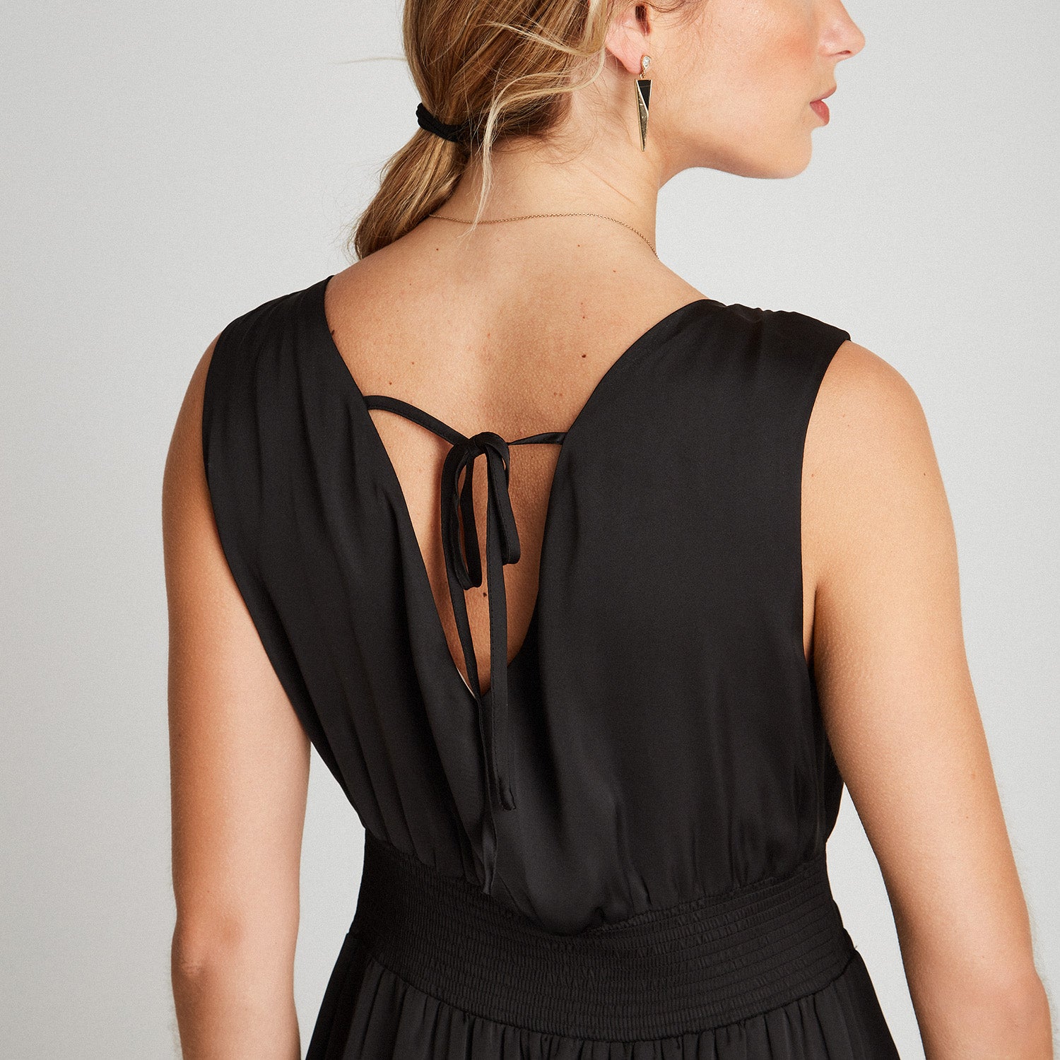 Vestido De Santin Cuello en V Negro