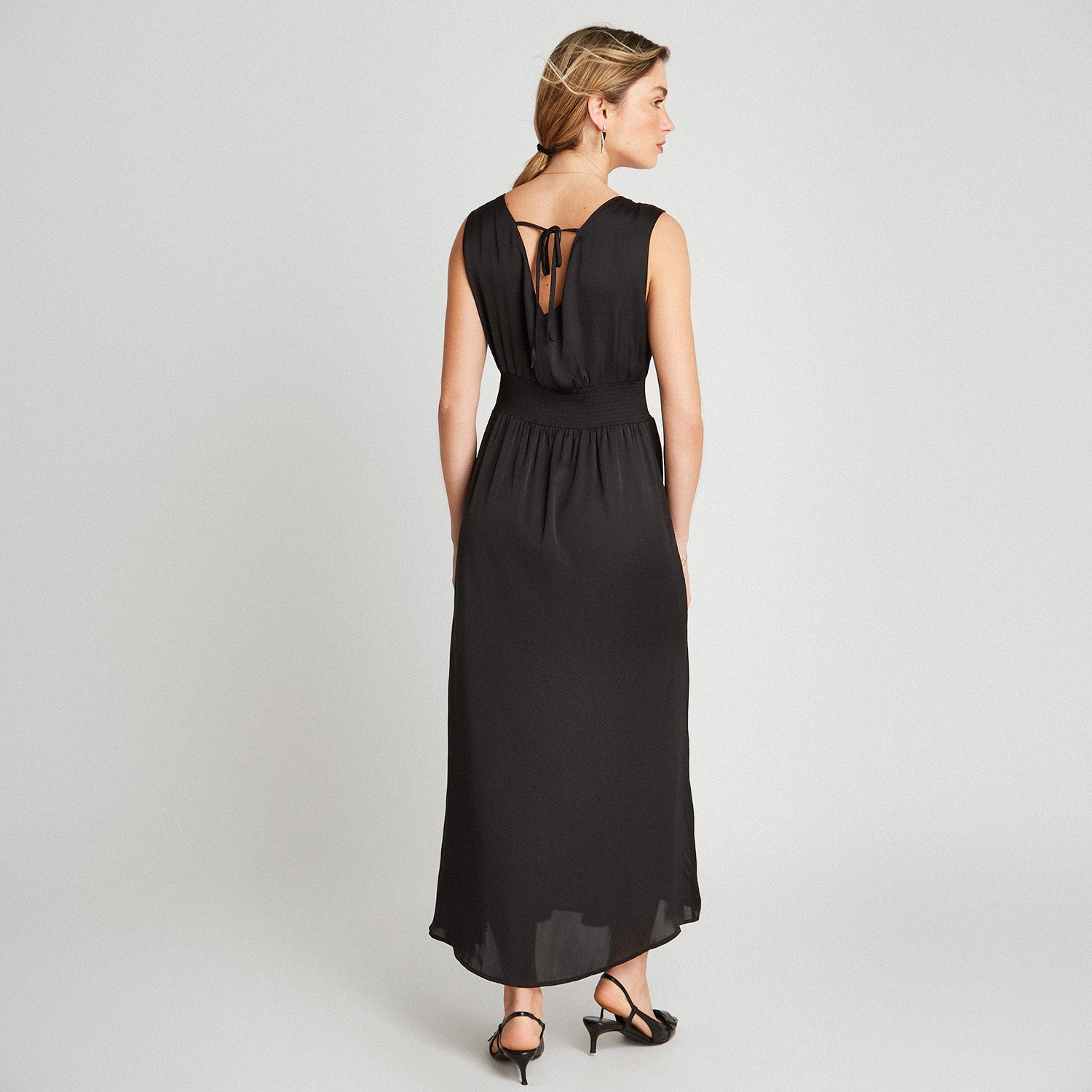 Vestido De Santin Cuello en V Negro