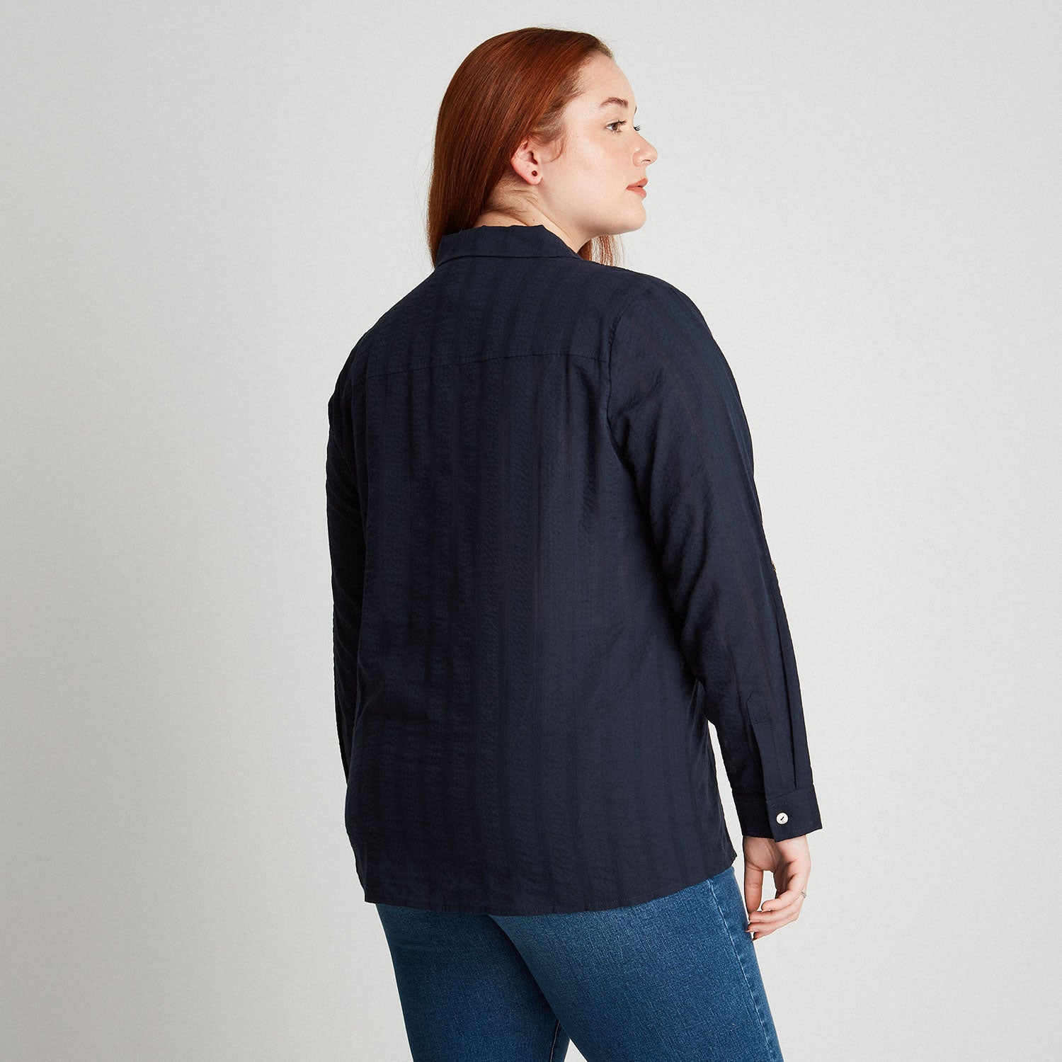 Blusa Azul Manga Roll Up - Lorenzo di Pontti