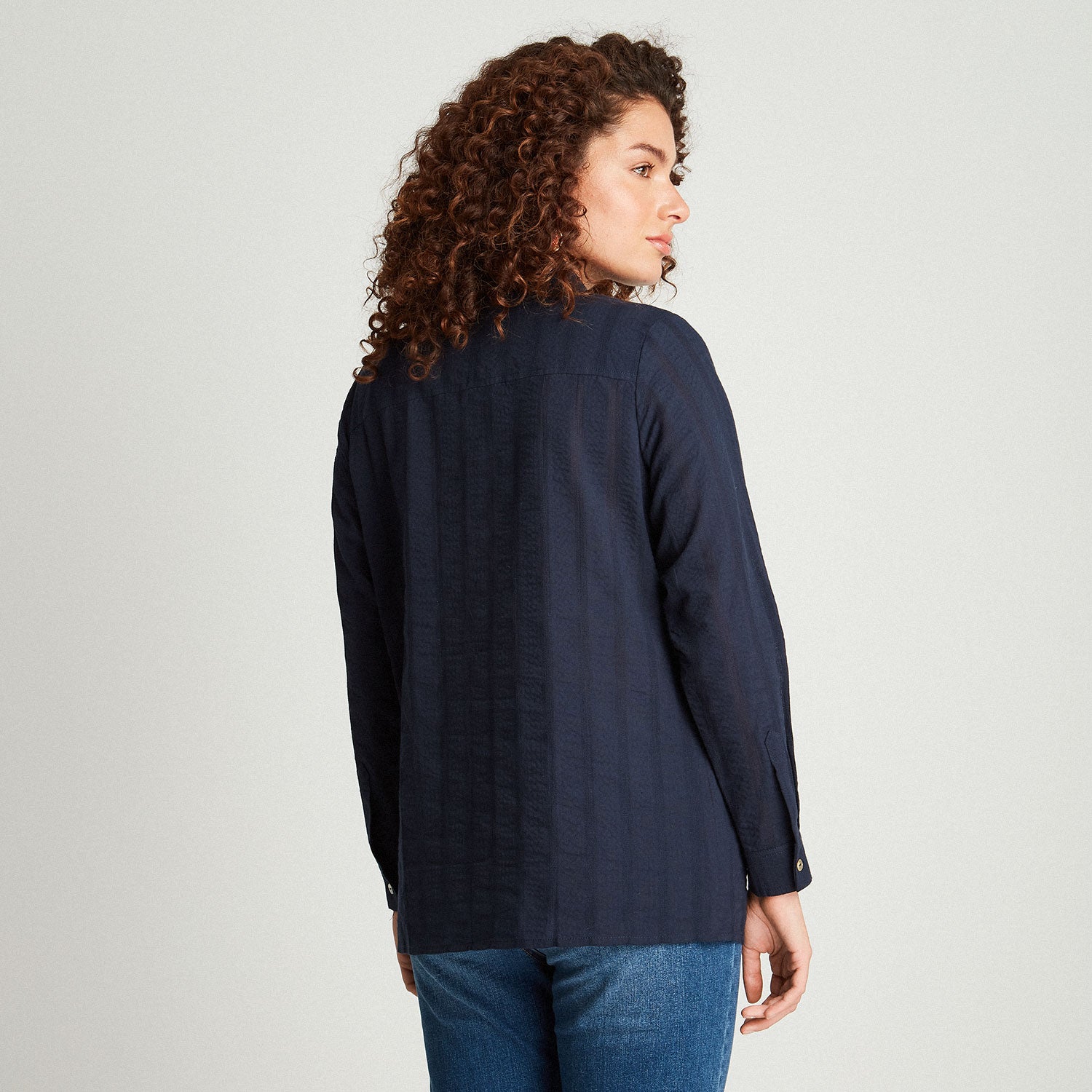 Blusa Azul Manga Roll Up - Lorenzo di Pontti