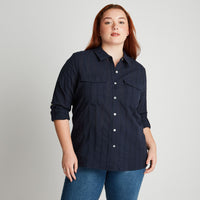 Blusa Azul Manga Roll Up - Lorenzo di Pontti