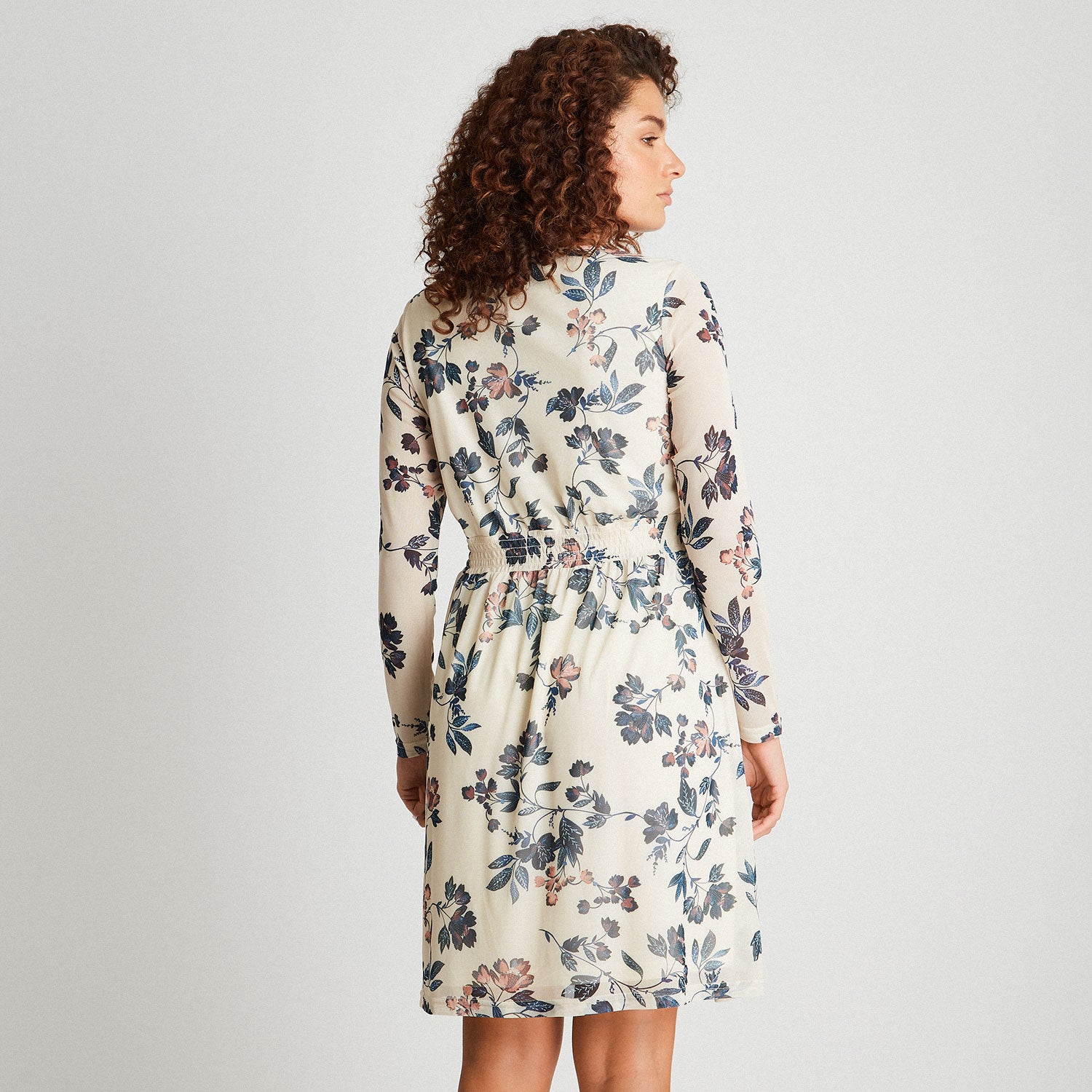 Vestido Midi Manga Larga Crudo