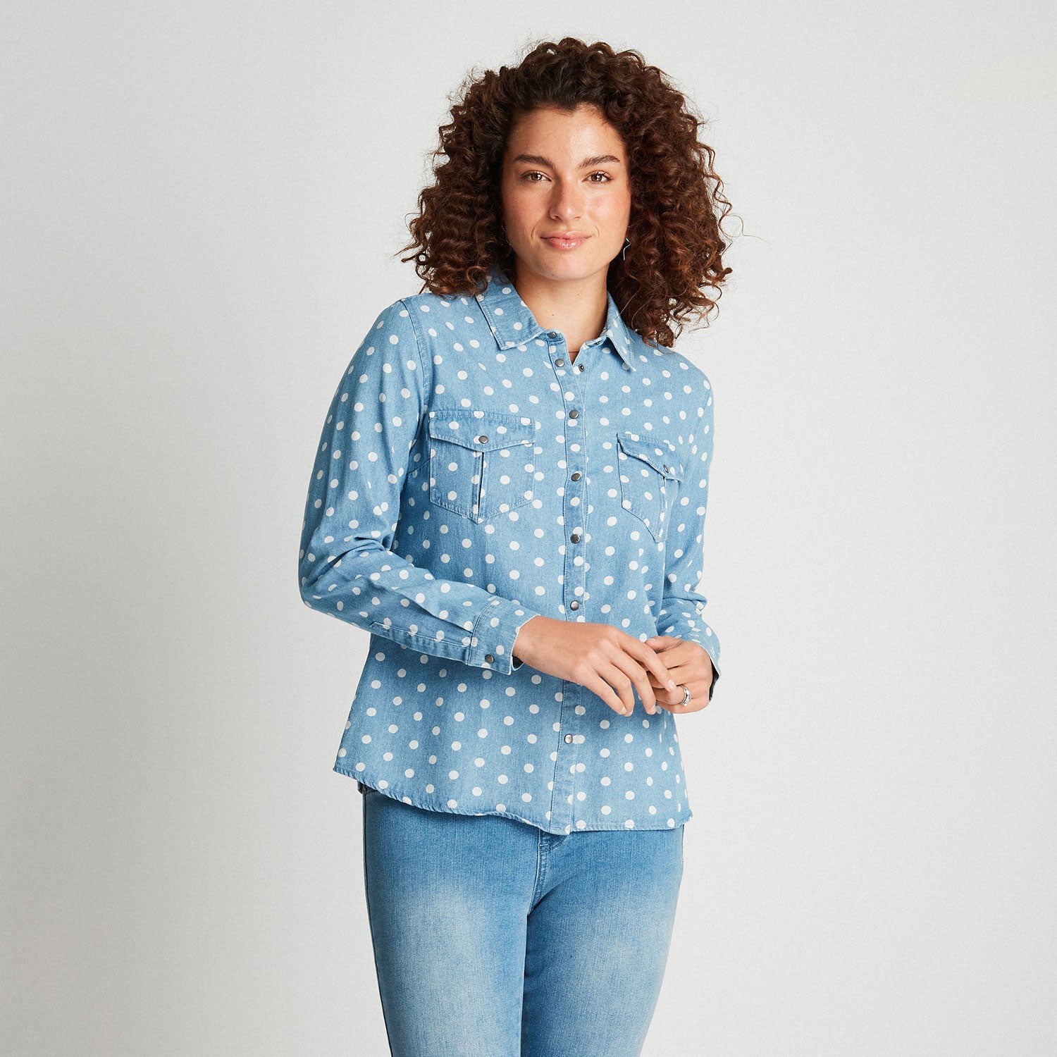 Blusa Lyocell Estampada Celeste