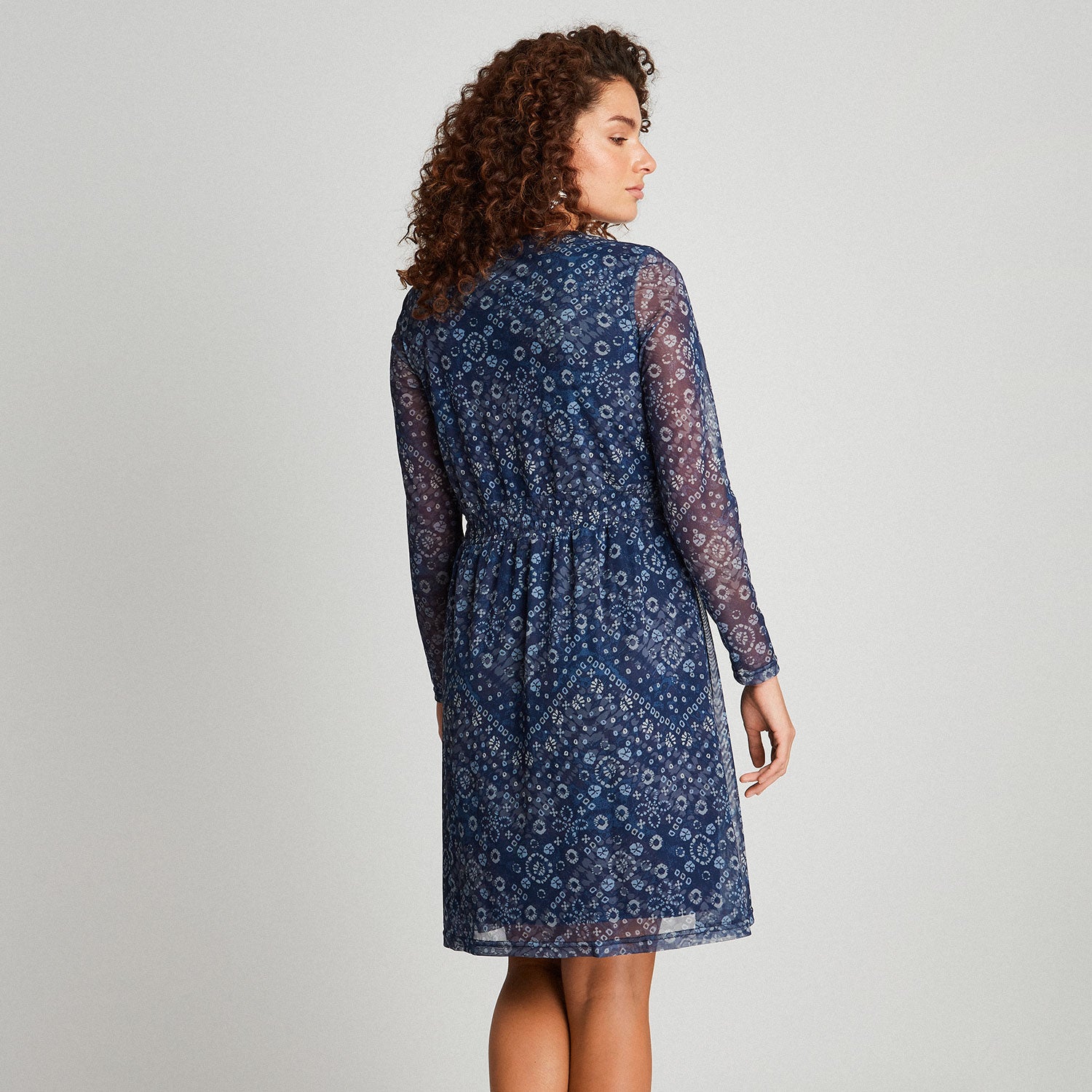 Vestido Midi Manga Larga Azul