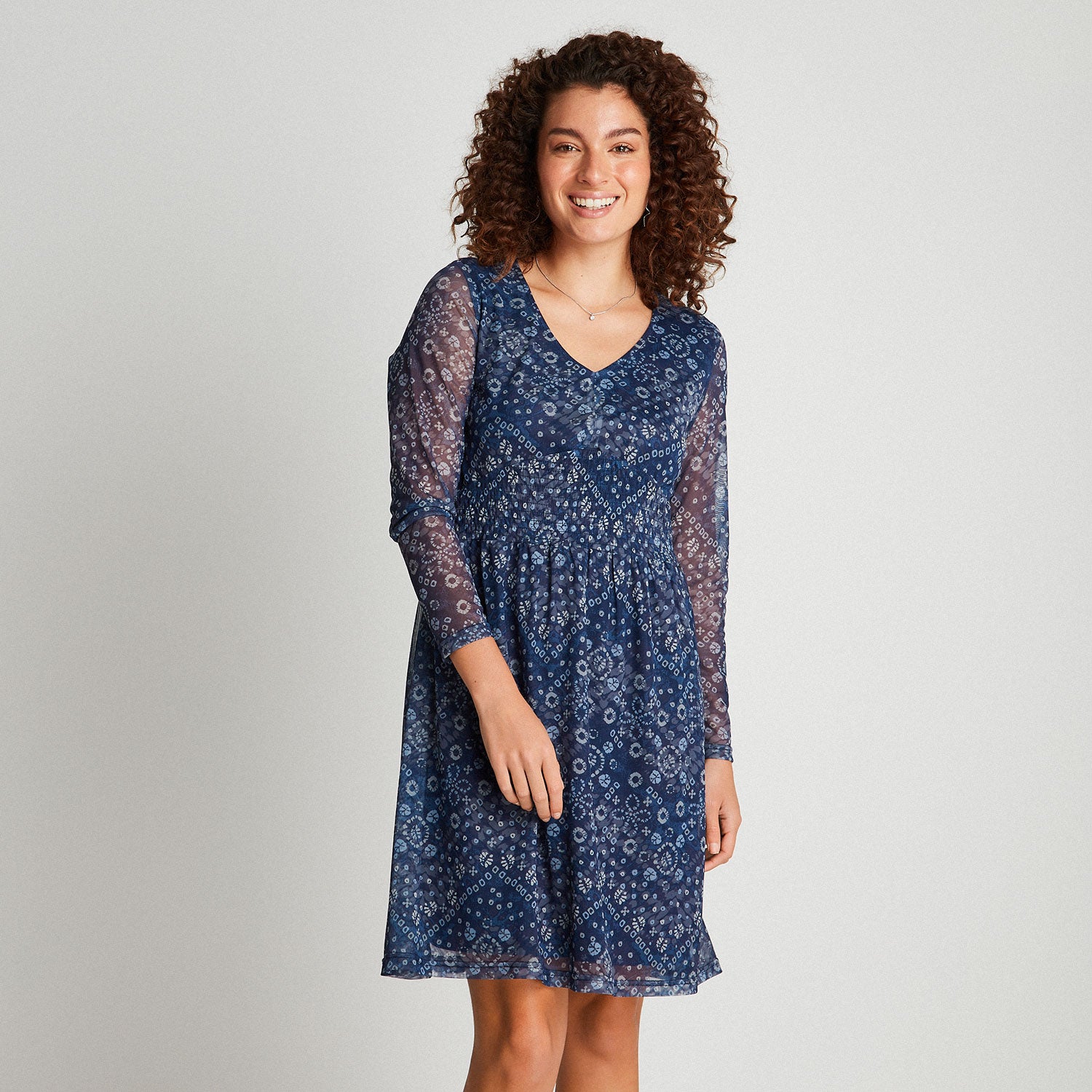 Vestido Midi Manga Larga Azul
