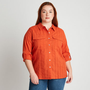 Blusa Manga roll Up Naranja